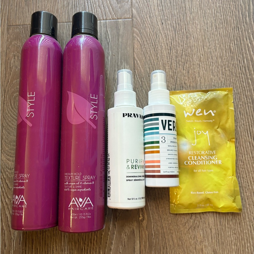 Hair care lot of 5 - Ava texture spray set of 2- Pravana- Verb- Wen - NEW